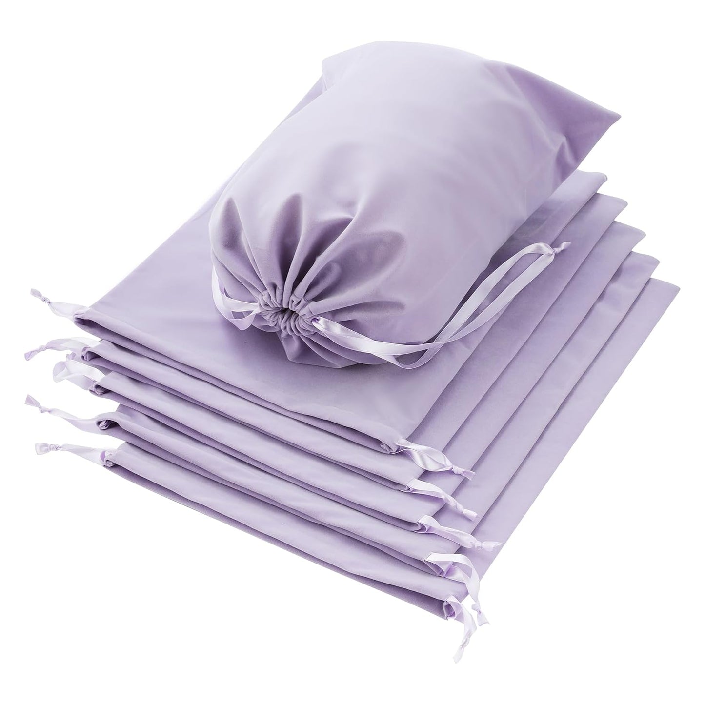 6 Pack Shoe Dust Bags, Velvet Drawstring Luxury Storage Bags for Shoes, Purses, Handbags & Cosmetics - Thick Dustproof Reusable Travel Organizer & Gift Pouch (Purple, 12 × 16 inches)