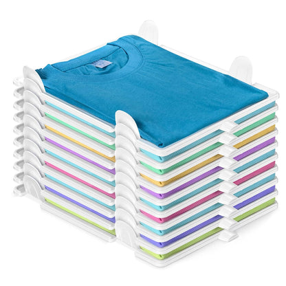 Clothing Organizer for Closet Storage,Stackable Shelf Dividers | Space-Savin Tshirt Organizer for Home Storage ,Ideal for Tshirts ,Sweater ,Pants Storage in Bedroom and Dormroom 10 Pack