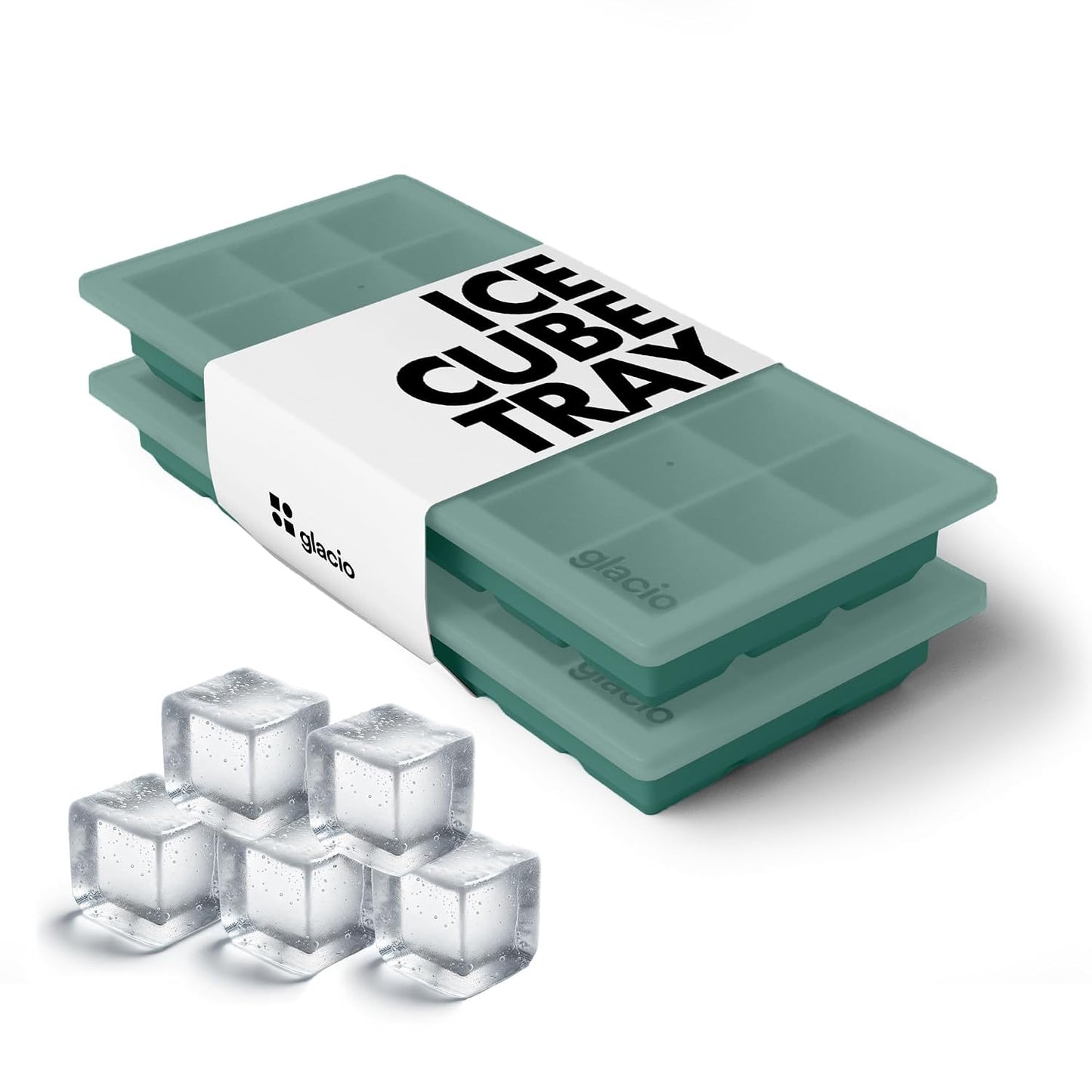 Ice Cube Tray – Small Silicone Molds with Lids, BPA-Free and Flexible for Cocktails and Beverages – Set of 2 (Green)