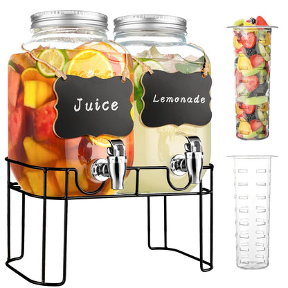 1 Gallon Glass Drink Dispensers For Parties，Lemonade Beverage Dispenser With Stand And Spigot For BBQ, Picnic, Party,Laundry Detergent Dispenser