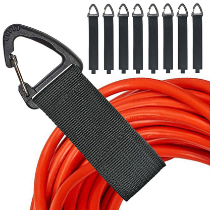 ZTSXLLIM Extension Cord Organizer Garage Organization with Carabiner 8 Pack | 16-Inch straps, Holds Up to 50 lbs, Hose holder, Carabiner Clip, Heavy Duty, For House, For Yard, For Storage, For Workshop