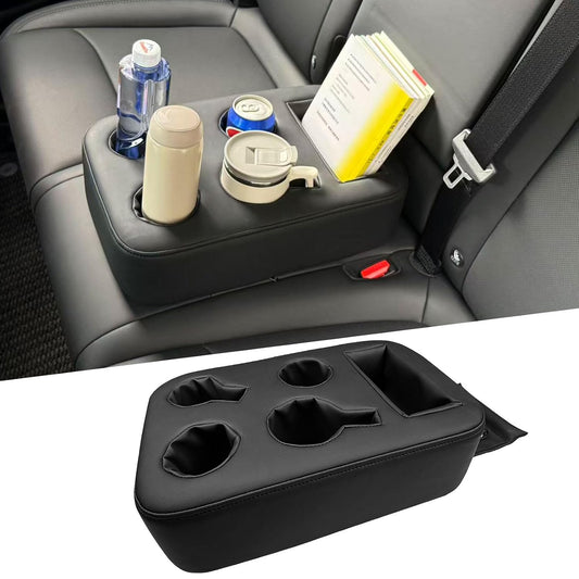 Xaido Car Back Seat Cup Holder, PU Leather Couch Sofa Bed Cup Holder Expander Tray, Boat Tray, Organizer for Trucks, Minivans, SUVs, RVs, Vehicles, Holds Drinks, Snacks, Cell Mobile Phone