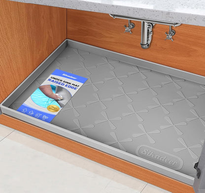 Waterproof Under Sink Mat 34" x 22", Raised Edge Silicone Mat Tray | 100% Food-Grade, Thick Shelf Liner Cabinet Protector, Kitchen, Bathroom Organizer and Storage, Pets, Boots, Home Essentials