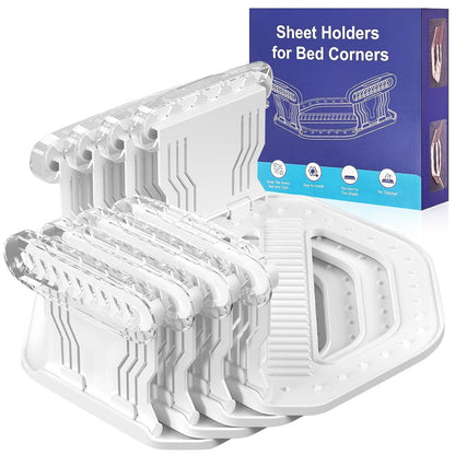 Bed Sheet Holders for Corners, 4 Pack Heavy Duty Sheet Locks | Keep Fitted Sheets in Place Firmly, Easy Snap-On Installation, Foldable Mattress Fasteners for Twin to Cal King