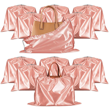 12 Pcs Dust Bags for Purses and Handbags Satin Purse Storage Organizer With Drawstring Closure Handbag Protector 16 x 20 in, Pink