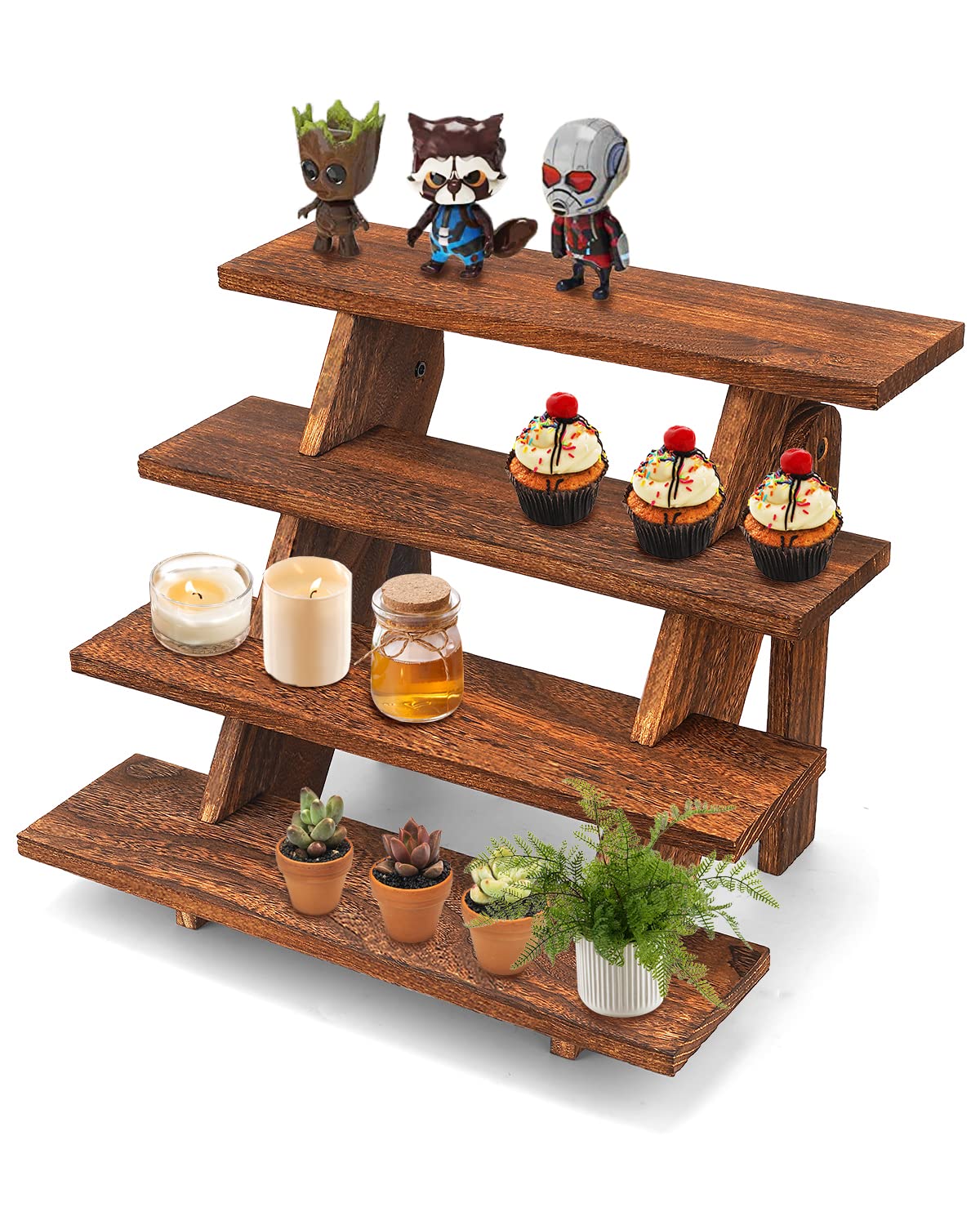 Wooden Display Stand Wood Cupcake Stands Tool Free, Rustic Risers for Display Ideal Craft Funko Pop Shelves Table Display Stand for Vendors Wood Riser