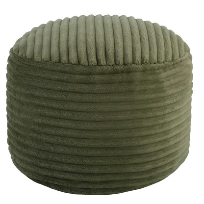 MeMoreCool Stuffed Round Pouf Ottoman Foot Rest, Corduroy Footstool, Green | Soft corduroy floor pouf footstool, foam filled round footrest for living room couch or sofa