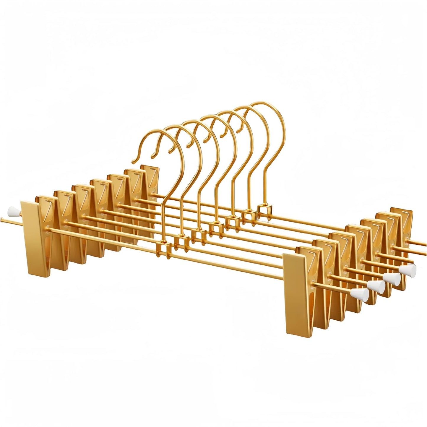 Gold Aluminum Pants Hangers,Hangers with 2-Adjustable Clip | Solid Skirt Hangers,Space Saving, Hanging Clothes Hangers,Metal Rack for Trouser