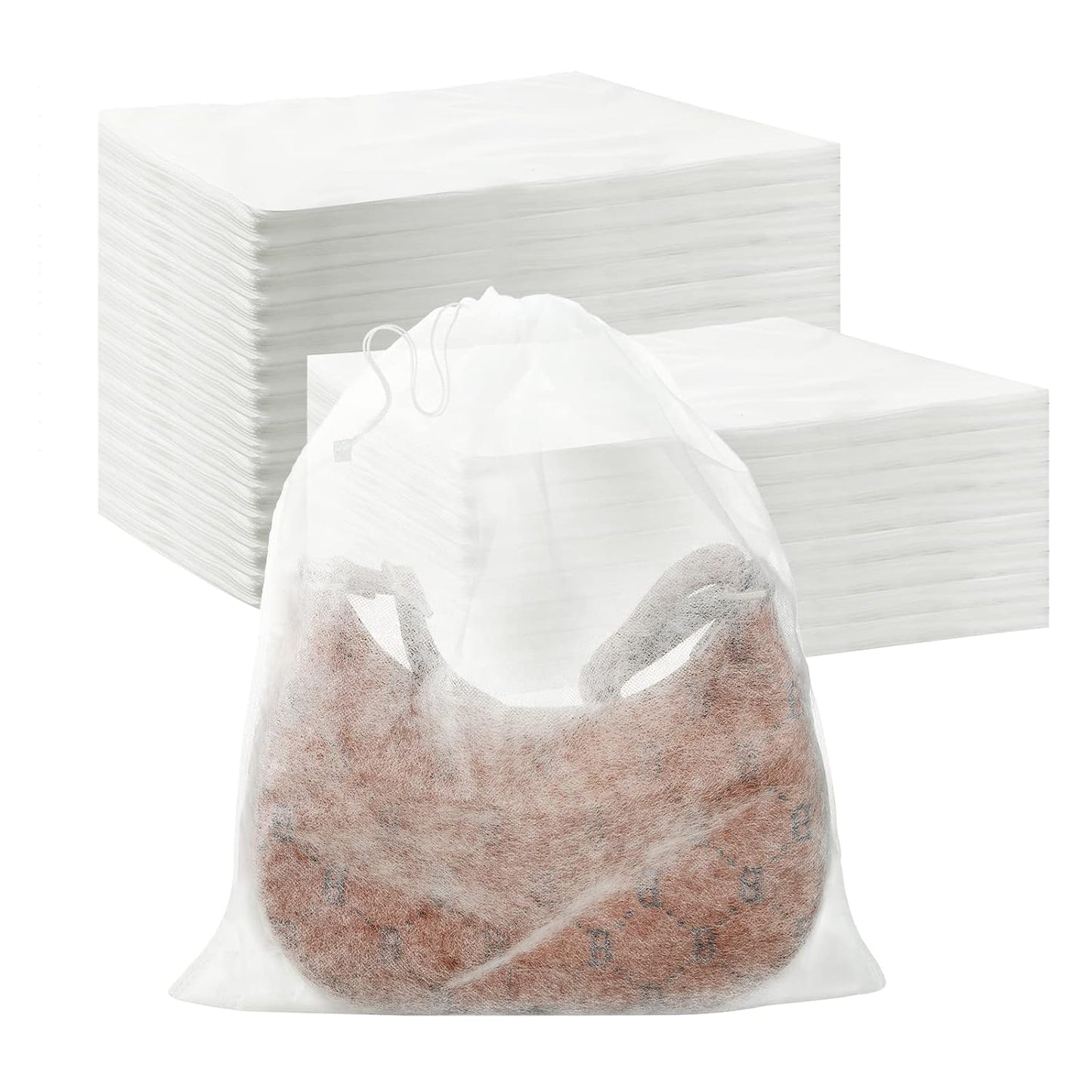 Berlune 100 Pcs Dust Bags for Purses Storage Bags for Handbags Non Woven Fabric Handbags Storage, Shoe Travel Package for Packing, Home Closet Organizer Dust Cover (15.7inx19.7in)