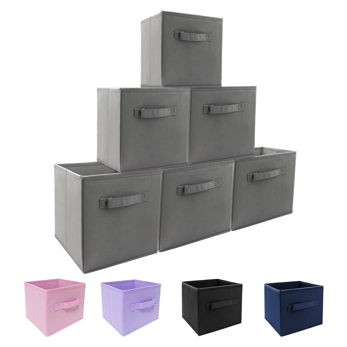storage bins collapsible storage bins,cube storage organizer (Pack of 6) 9*7.5*7.5inch,For home and office Collapsible Closet Shelf Organizers, Drawer Organizers (Grey)
