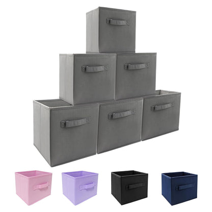 storage bins collapsible storage bins,cube storage organizer (Pack of 6) 9*7.5*7.5inch,For home and office Collapsible Closet Shelf Organizers, Drawer Organizers (Grey)