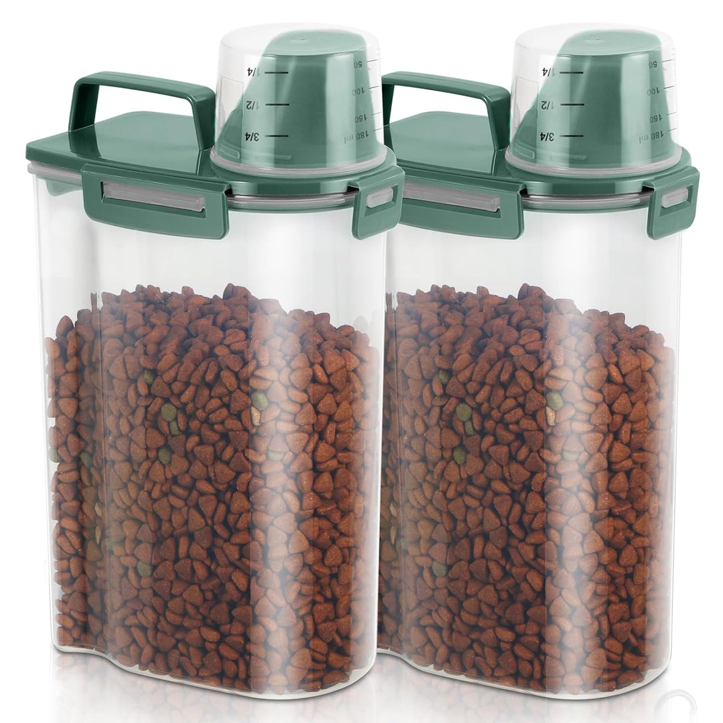 2 Pack 3 Lbs Pet Dog Cat Food Storage Containers for Travel - Pine Green