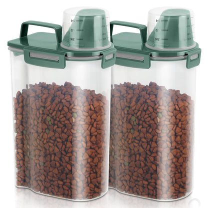 2 Pack 3 Lbs Pet Dog Cat Food Storage Containers for Travel - Pine Green
