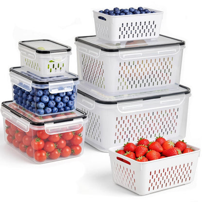 5 PCS Fruit Storage Containers for Fridge, Leakproof Produce Containers