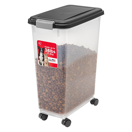 Dog Food Storage Container, Up to 38 lbs, Black, M... (Black | Polypropylene)