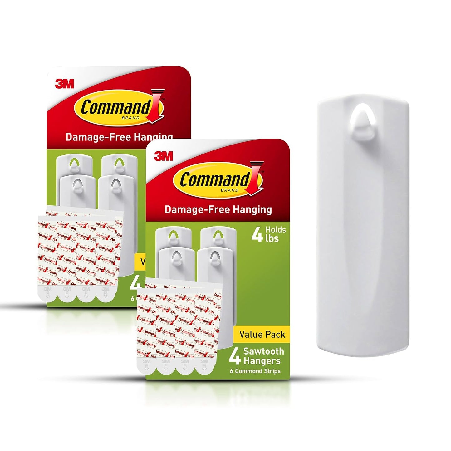 Command Sawtooth Picture Hangers, Damage Free Hanging Frame Hangers, No Tools Wall Hooks for Hanging Sawtooth Frames in Living Spaces, 8 White Picture Frame Hangers and 16 Command Strips