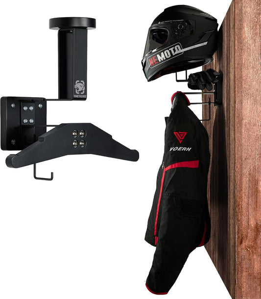 Motorcycle Helmet Holder Wall Mount, Tactical Gear... (Black | Metal)