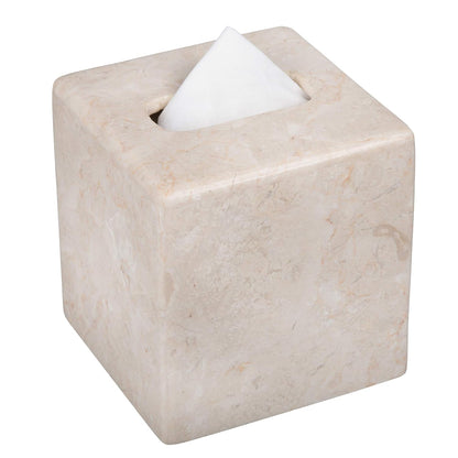 Creative Home Natural Marble Tissue Box Cover, Square Beige Tissue Holder