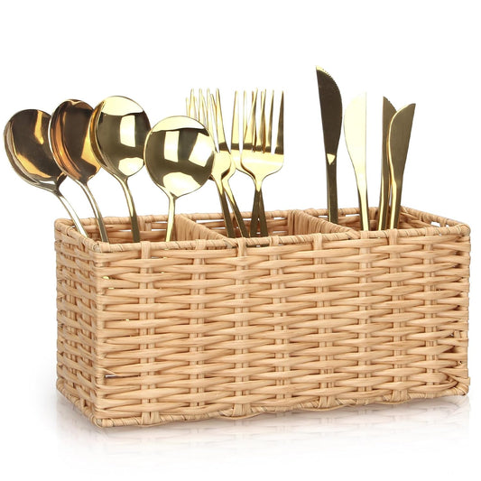 Flatware Silverware Caddy Party Cutlery Utensil Ho... (Natural | Wicker)