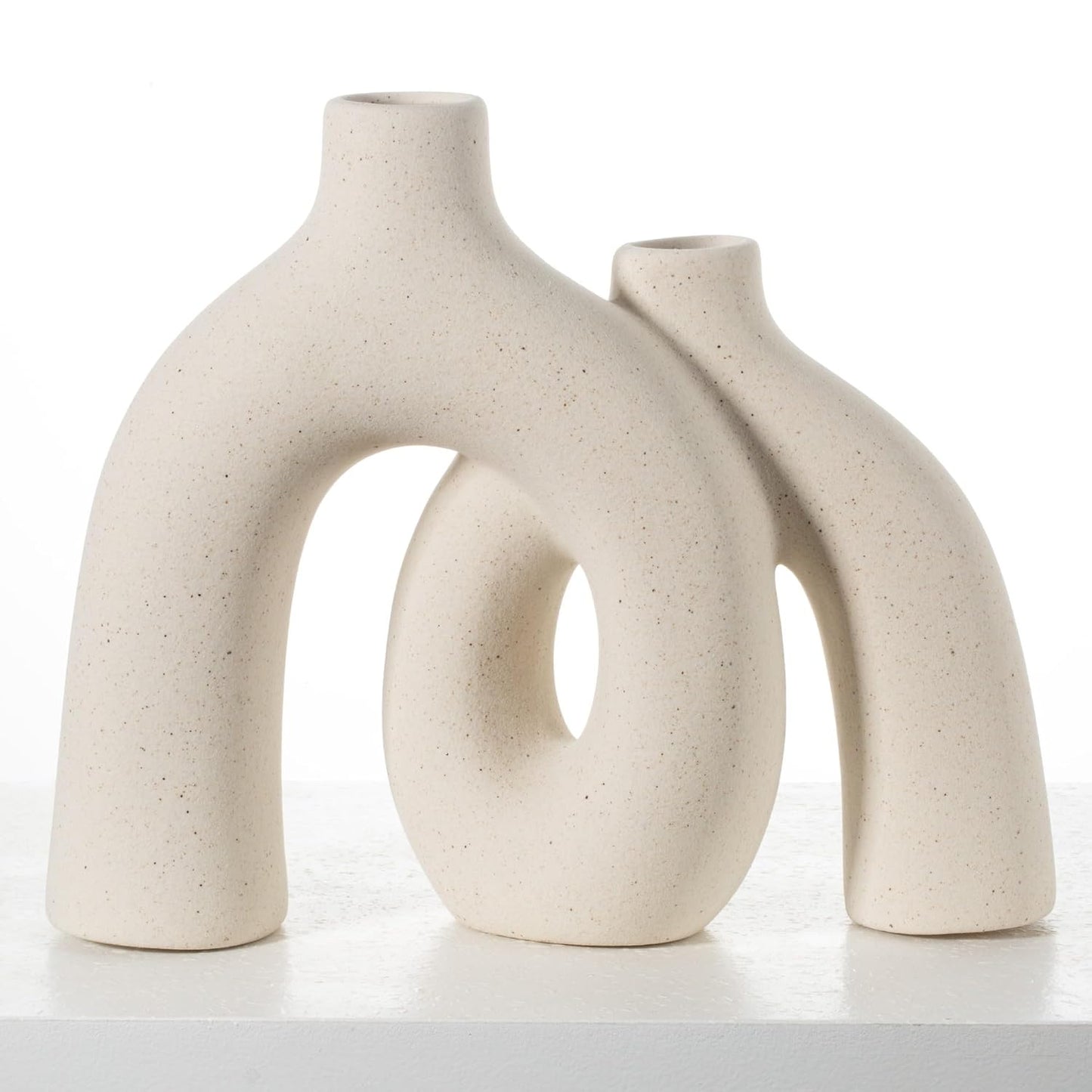 CEMABT Modern Nordic Boho Vase Set - Elegant Beige Matte Ceramic Vase for Living Room, Bookshelf, Mantel, Entryway Table & Console Decor | Home Decor Shelf Decorations Easter Gift