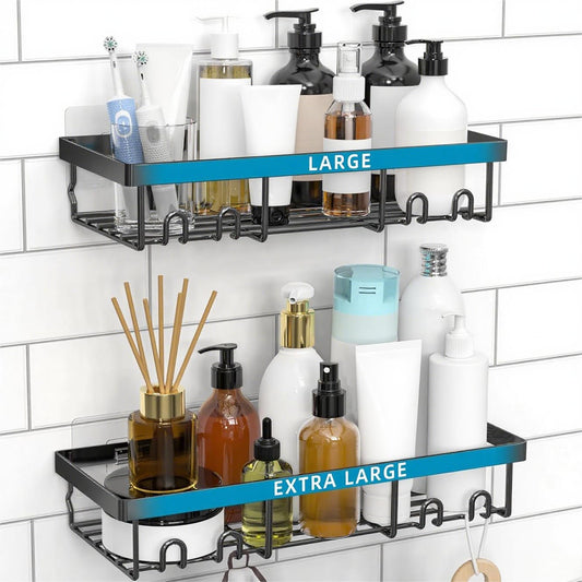 Shower Caddy Shelf Organizer Rack, Self Adhesive B... (2 Count | Black | Alloy Steel)