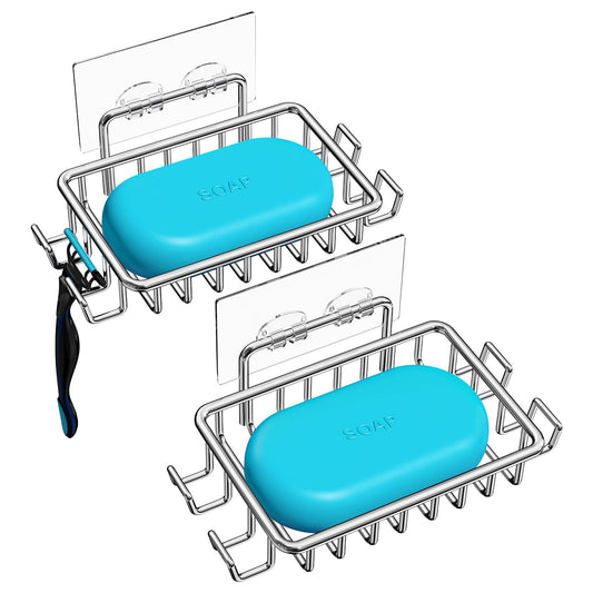 Bar Soap Holder for Shower Wall, Adhesive Soap Dis... (A-silver | Stainless Steel)