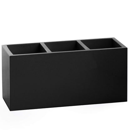 BINO Multi Purpose 3 Compartment Organizer - Makeup Container Organizers - Compartment Organizer for Makeup Brushes, Home and Office Supplies - Matte Black