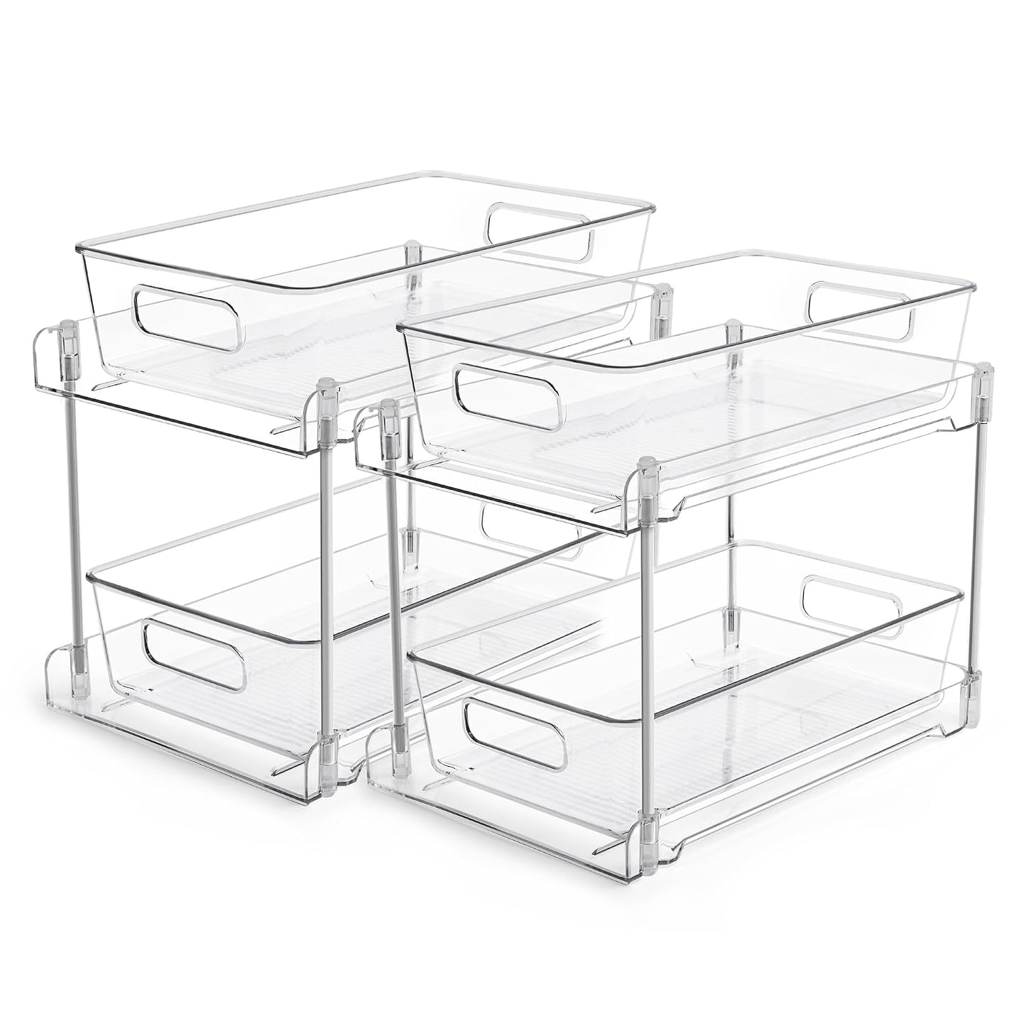 Vtopmart 2 Pack Pull Out Bathroom Under Sink Organizer (S-Standard) | Slide-out drawers, Multi-purpose storage, Clear visibility, Easy Set-up
