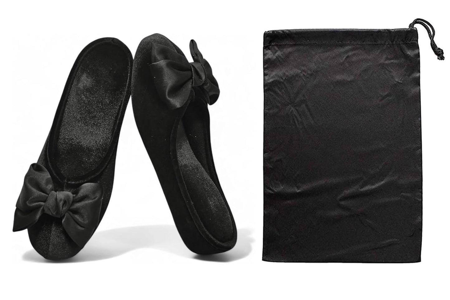 House slippers for women 1.5inch heel lift Bow Sli... (Black)