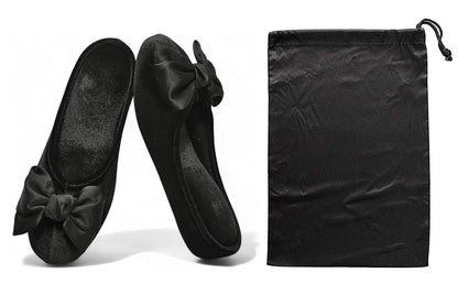 House slippers for women 1.5inch heel lift Bow Sli... (Black)
