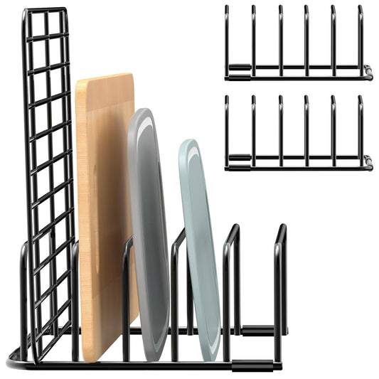 Cutting Board Organizer Storage, Baking Sheet Rack... (2pc Black | Metal)