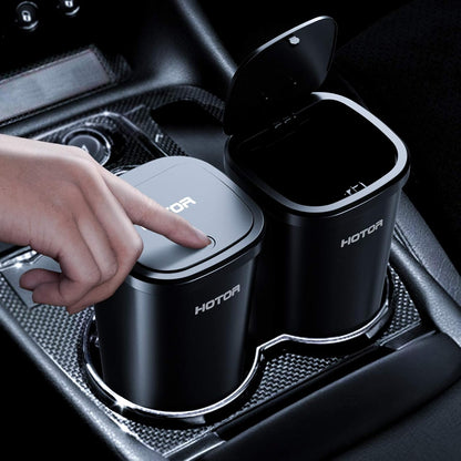 HOTOR Car Trash Can with Lid, 30 Trash Bags, Black, 2-Pack | Multipurpose Car Trash Cup and Garbage Can for Car, Office & Home, Suitable for Various Daily Storage and Disposal Needs