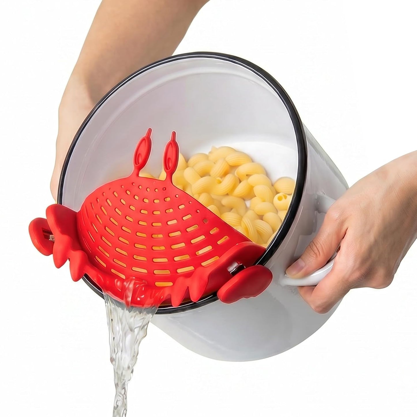 OTOTO Crab Clip-On Strainer - Silicone Pasta Strainer with Stainless Steel Tongs - Unique Kitchen Gadgets, Cooking Gifts for Women, Kitchen Essentials, Funny Gifts, Kitchen Accessories - (Crabby)
