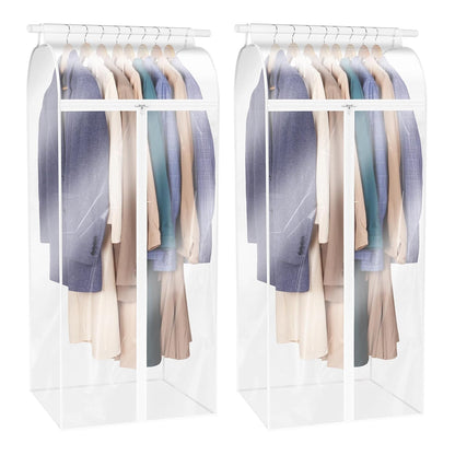 Zilink Dress Bags for Hanging Clothes Clear Garment Rack Cover 60 in, 2Pack | Dustproof, Breathable, Hanging Garment Bags for Storage for Coats, Long Dress, Gown Storage