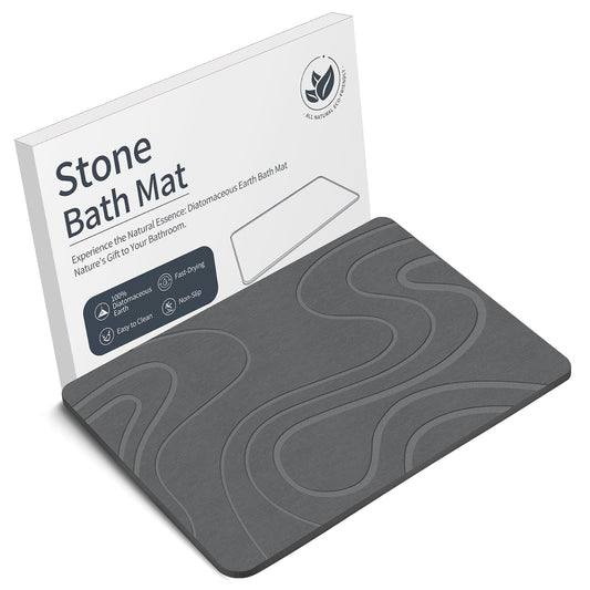 Stone Bath Mat Diatomaceous Earth Shower Mat Non-Slip Super Absorbent Diatomite Stone Bath Mats for Bathroom Floor Quick Drying Natural Easy to Clean