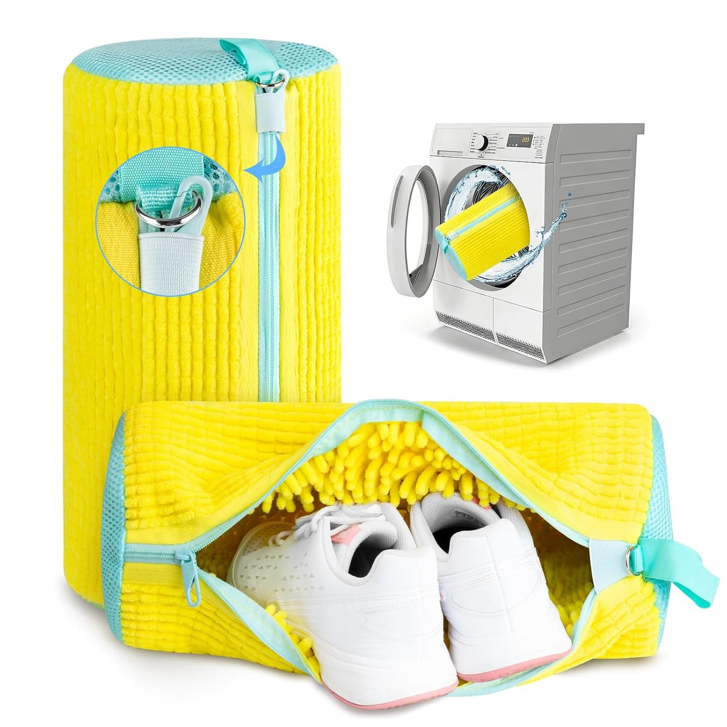 Shoe Washing Machine Bag, 2 PC Reusable XXL Shoes Laundry Bag for sneakers | Wash bags for washer and dryer, with concealed heavy-duty zipper to protects shoes & machine, Cleaning bag for tennis shoe