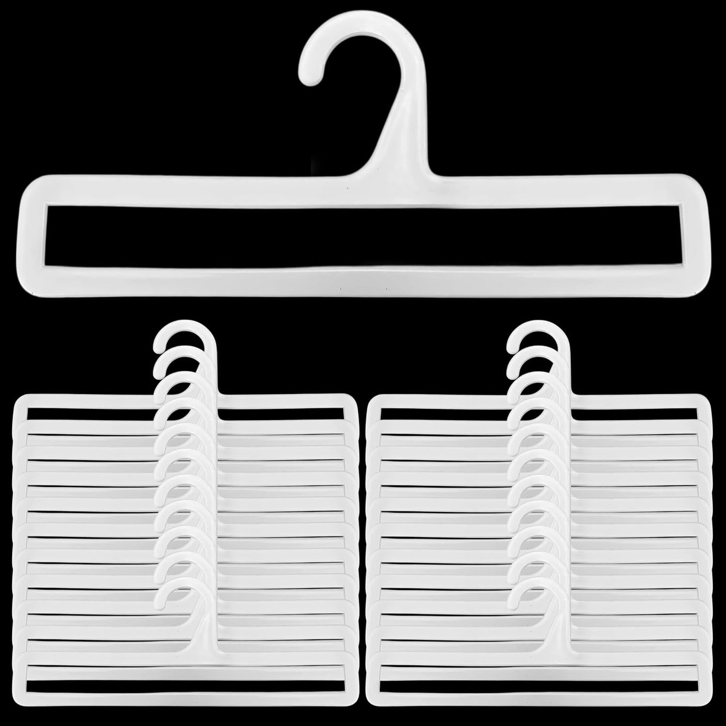 Pack of 50 White Plastic Towel Hangers 10 Inch / 25.5 cm for Retail Display, Multifunctional Storage Rack for Hanging Storing Scarve, Sock, Legging, Tie, Shawl, Belt, Clothes, Wardrobe Organization