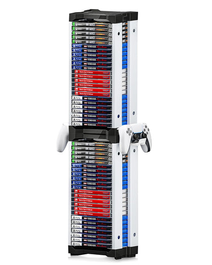 Nargos Video Game Storage Tower, Universal Organizer for PS5/PS4/PS3/PS2, Xbox One/360/Series X/S, Wii, Switch/Switch 2, DVD and Blu-Ray Cases (46 Pcs)
