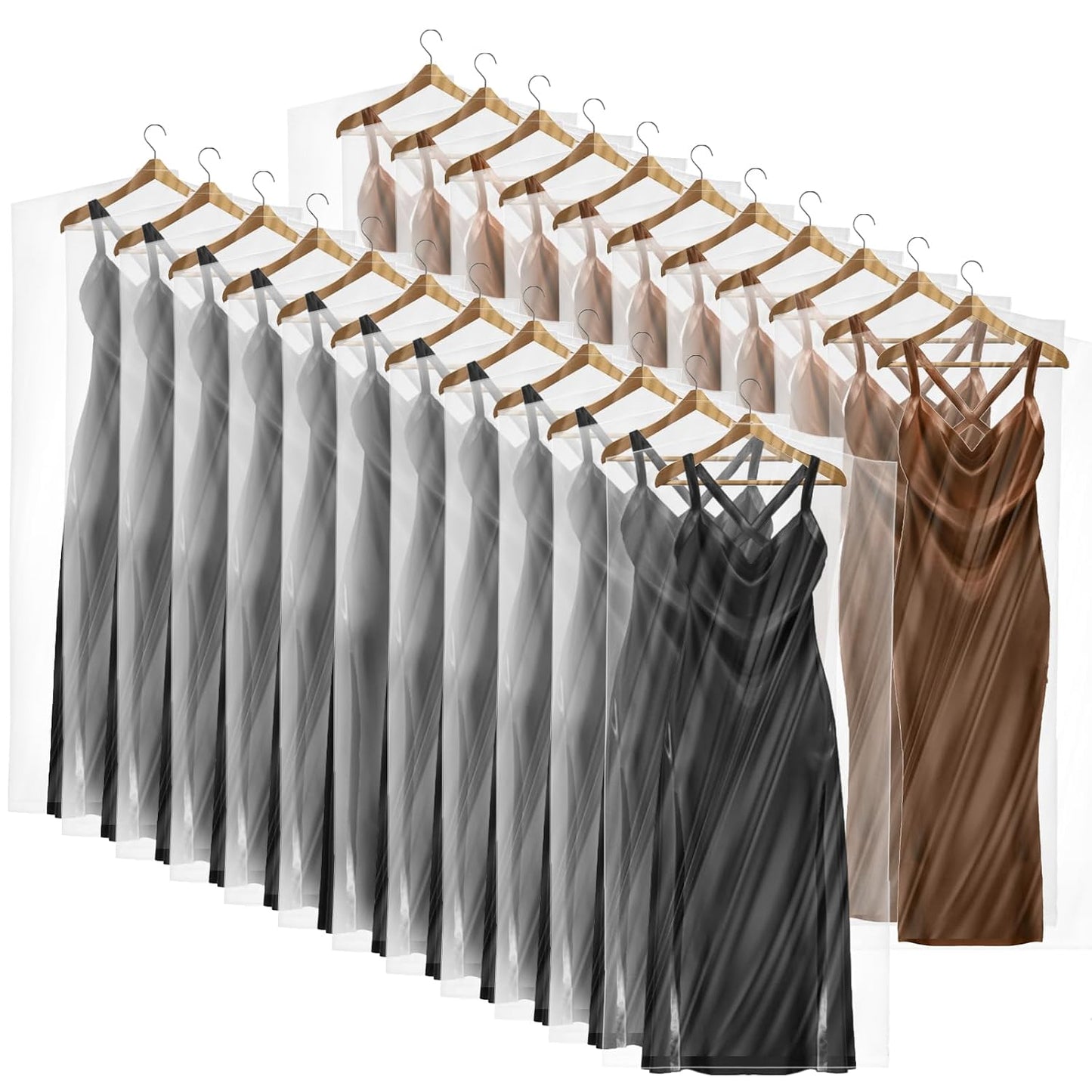 AVLA 50 Pack 71 Inch Clear Garment Bag, Extra Long Plastic Dry Cleaning Bag, Dry Cleaner Hanging Clothes Cover, Dust-proof Transparent Dress Protector Bag for Coat Suit Closet Storage Home Laundry