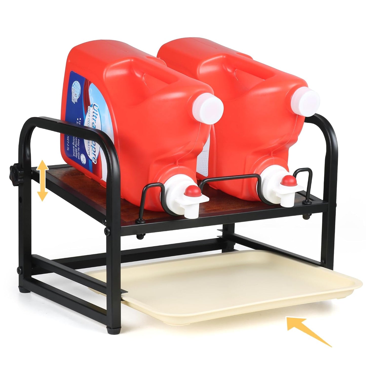 Laundry Detergent Holder & Laundry Detergent Soap Dispenser - Liquid Laundry Detergent Organizer with Drip Tray & Adjustable Tilting Board, for Laundry Room Organization and Storage