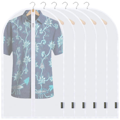 BALEINE 40'' Translucent Garment Bags, 6 Packs PEVA Dress Bag for Closet Clothes Dresses Suit Coats Storage (White, 6PK)