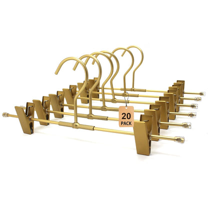 20 Pack Gold Aluminum Bottom Clips Heavy Duty Pants Jean Trouser Hangers Clothes Hangers -Legging Organizer Adjustable Clips Pants Skirt Blouse Hanger