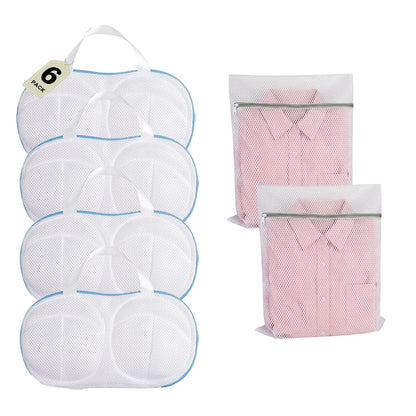 6 PCS Bra Laundry Bags for Washing Machine, Bra Wash Protector for A-D Cups | Lingerie Bag for Washing Delicates Underwear Brassiere, Protect Women's Bras for Laundry, Home & Travel Use