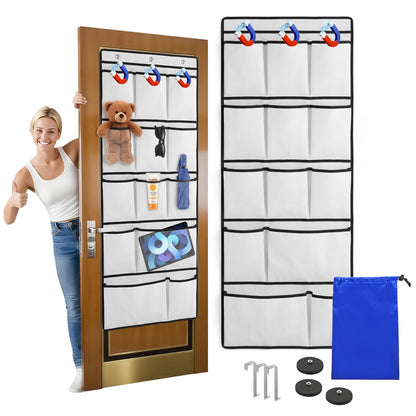 Magnetic Cruise Door Organizer – 13-Pocket Hanging Storage with 2 Large Shoe Pockets, No Hook Needed, Includes 3 Bonus Hooks, 2025 2026 Cruise Ship Essentials for Cabin, Bathroom, or Closet Use