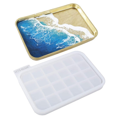 LET'S RESIN Resin Tray Mold,Rectangle Rolling Tray Molds for Resin,Sturdy Silicone Tray Moulds with Edges,Large Rolling Tray Molds for Epoxy Casting,DIY Jewelry Holder,Home Decoration