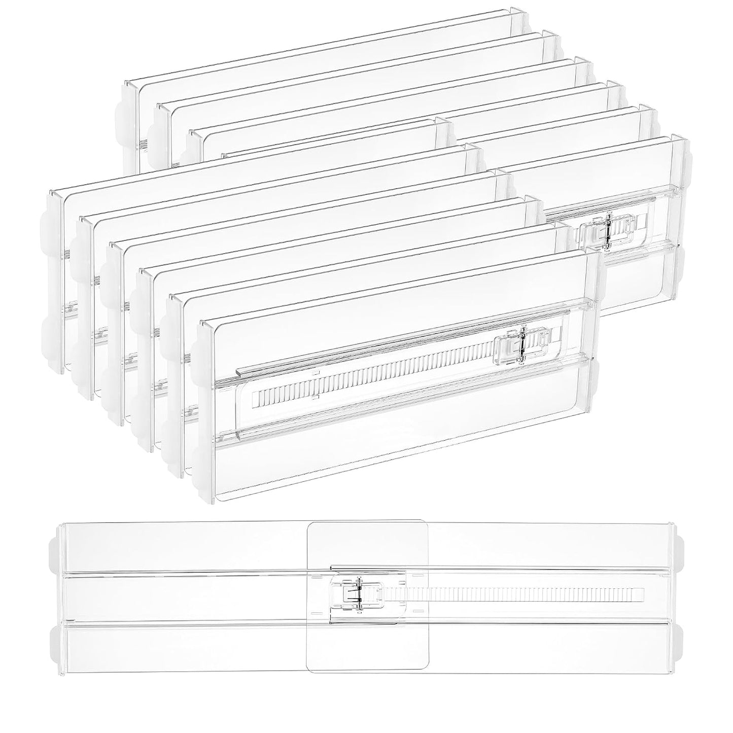 Vtopmart 12 Pack Drawer Dividers for Clothes, 4" High 10.2"-16.5" Adjustable Expandable Dresser Drawer Organizer, Clear Plastic Separators for Dresser, Baby Clothing, Underwear, Cosmetic, Toiletries