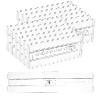 Vtopmart 12 Pack Drawer Dividers for Clothes, 4" High 10.2"-16.5" Adjustable Expandable Dresser Drawer Organizer, Clear Plastic Separators for Dresser, Baby Clothing, Underwear, Cosmetic, Toiletries
