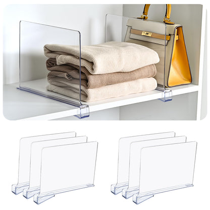 Shelf Dividers，Vertical Purse Organizer for Closet，Thickened and Sturdy Shelf Organizer for Sweater, Shirts, Handbags,8" Tall x 11" (6 Pcs)
