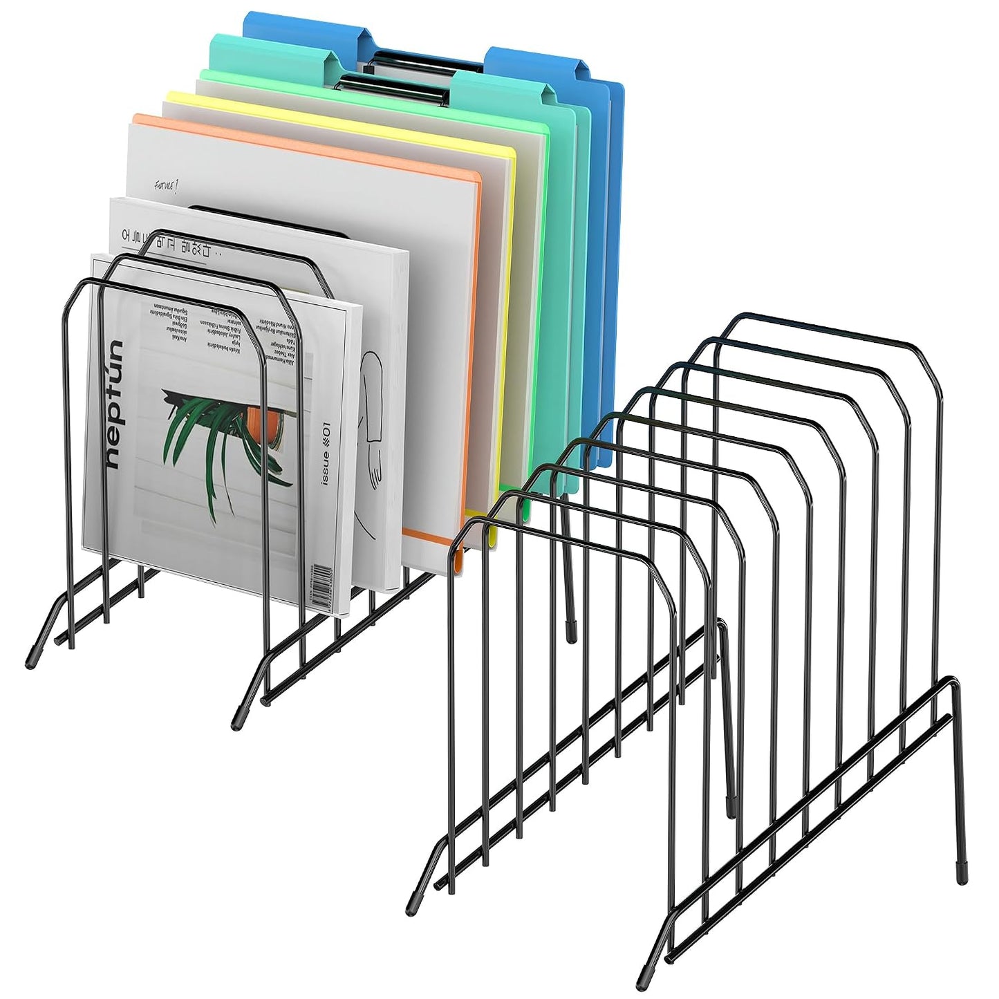 Incline Sorter Desk File Organizer, Metal Desk Magazine Folder Holder with 8-Section Vertical Compartments Rack File Organizer for Office, Home, School