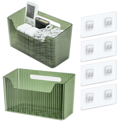 Lae Nuvole Adhesive Cabinet Door Organizer, 2 Pack Wall Shower Caddy, Green | 4 Adhesive Straps, No Drill Wall Mount, Renter Friendly, BPA-free stackable; Fits Bathroom, Kitchen, Apartment, Pantry, RVs